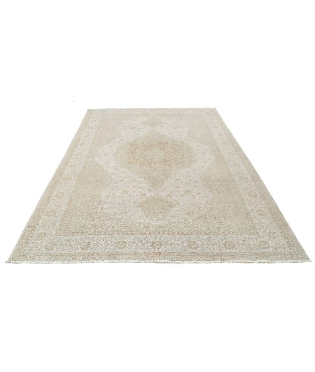 Ariana 6'6'' X 9'6'' Hand-Knotted Wool Rug 6'6'' x 9'6'' (195 X 285) / Ivory / Ivory