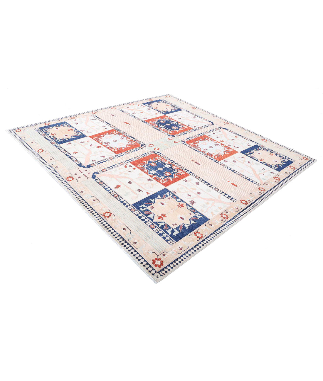 Ariana 8'0'' X 8'0'' Hand-Knotted Wool Rug 8'0'' x 8'0'' (240 X 240) / Ivory / Ivory