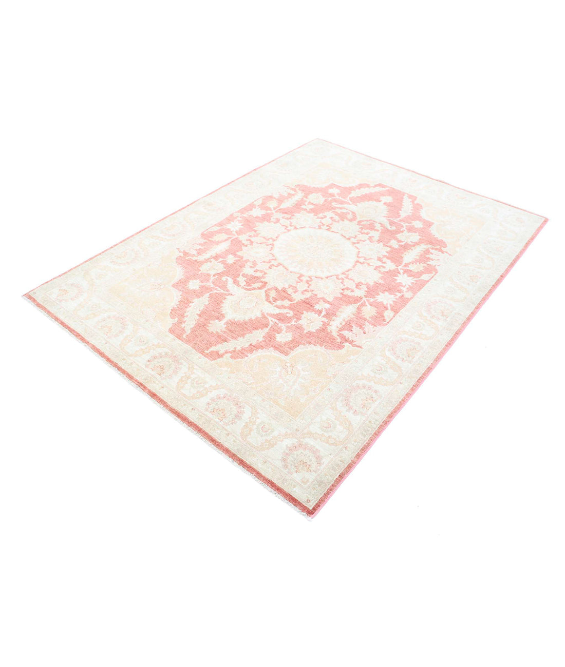 Ariana 4'11'' X 6'7'' Hand-Knotted Wool Rug 4'11'' x 6'7'' (148 X 198) / Pink / Ivory