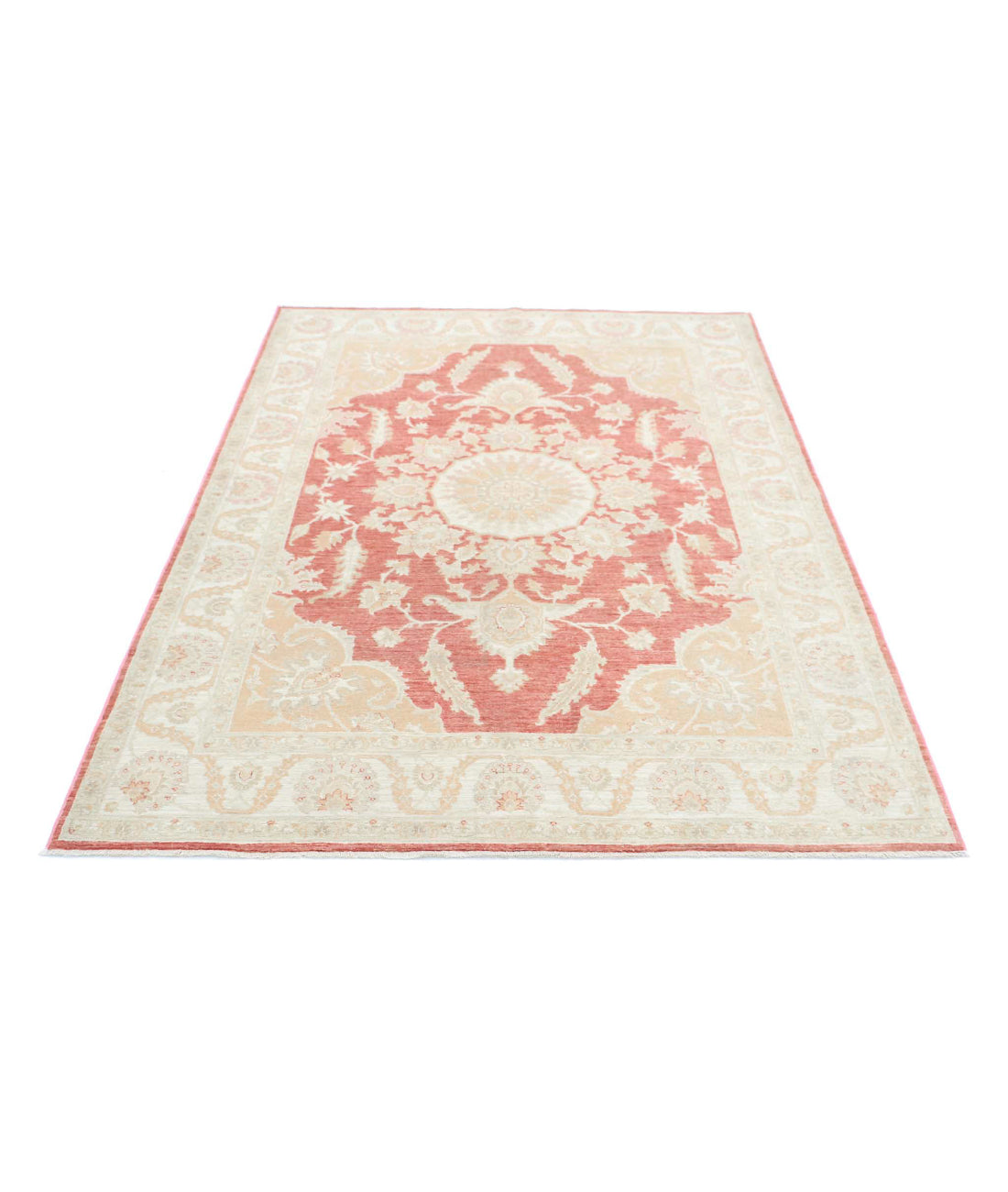 Ariana 4'11'' X 6'7'' Hand-Knotted Wool Rug 4'11'' x 6'7'' (148 X 198) / Pink / Ivory