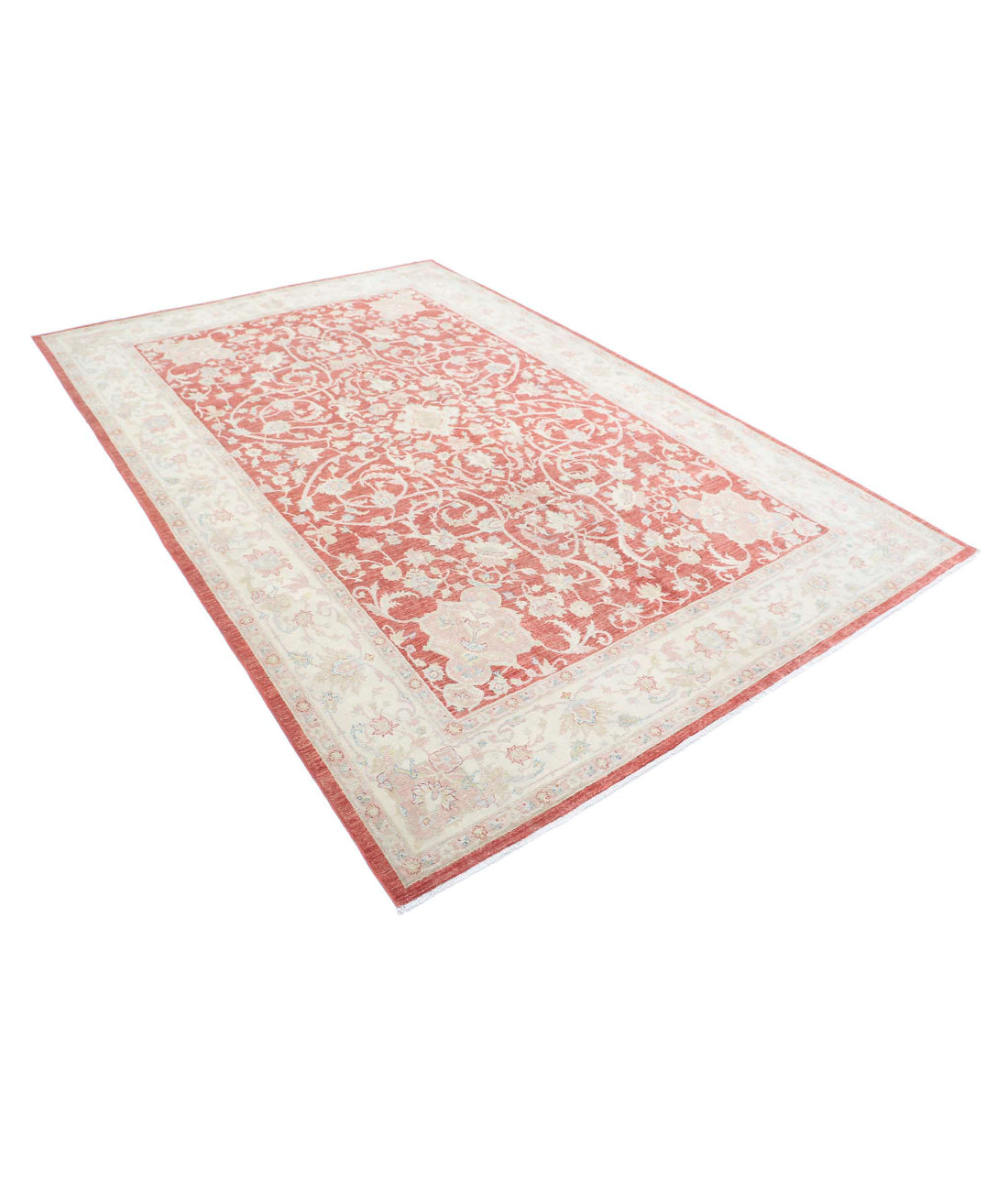 Ariana 6'10'' X 10'1'' Hand-Knotted Wool Rug 6'10'' x 10'1'' (205 X 303) / Red / Ivory