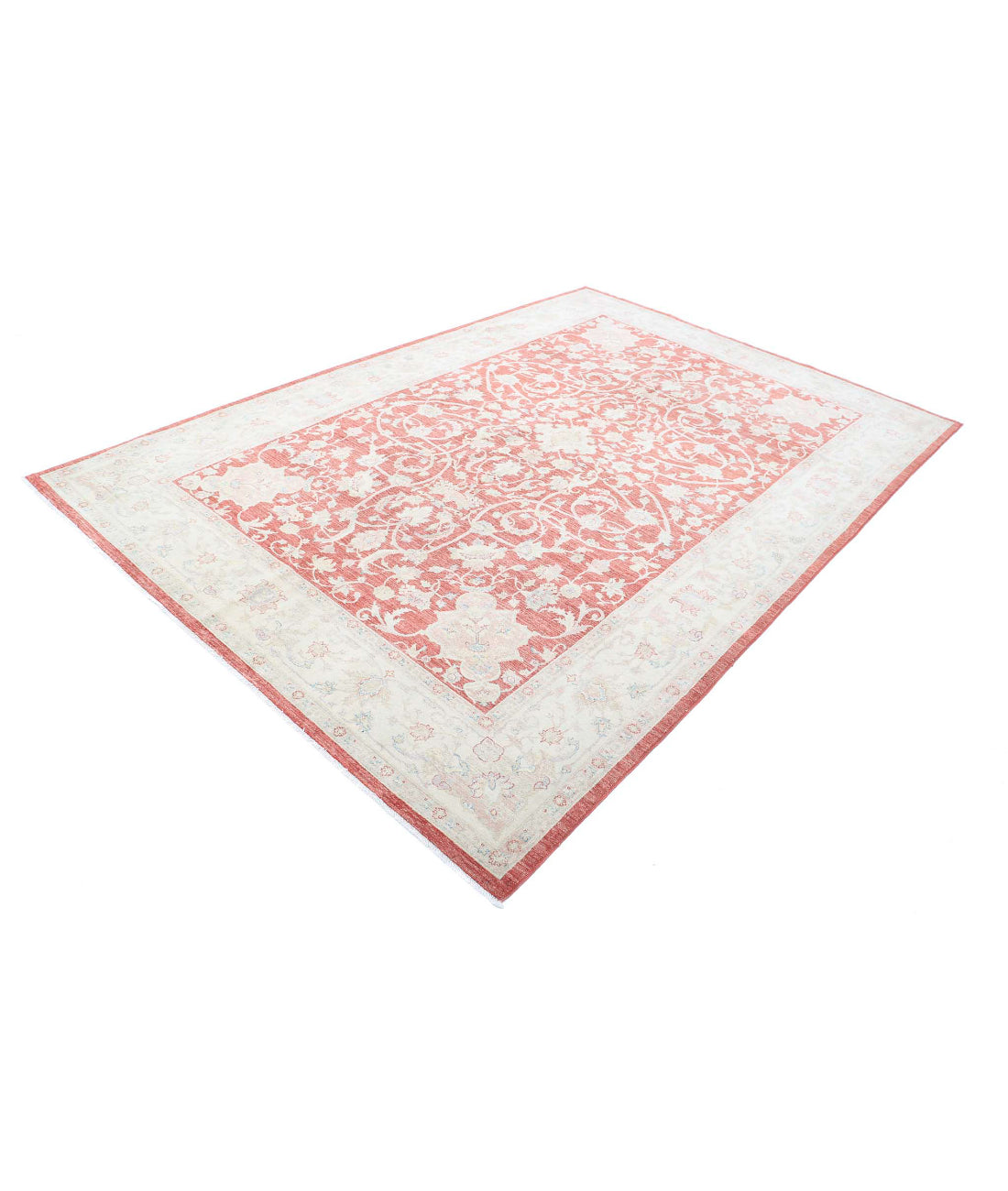 Ariana 6'10'' X 10'1'' Hand-Knotted Wool Rug 6'10'' x 10'1'' (205 X 303) / Red / Ivory