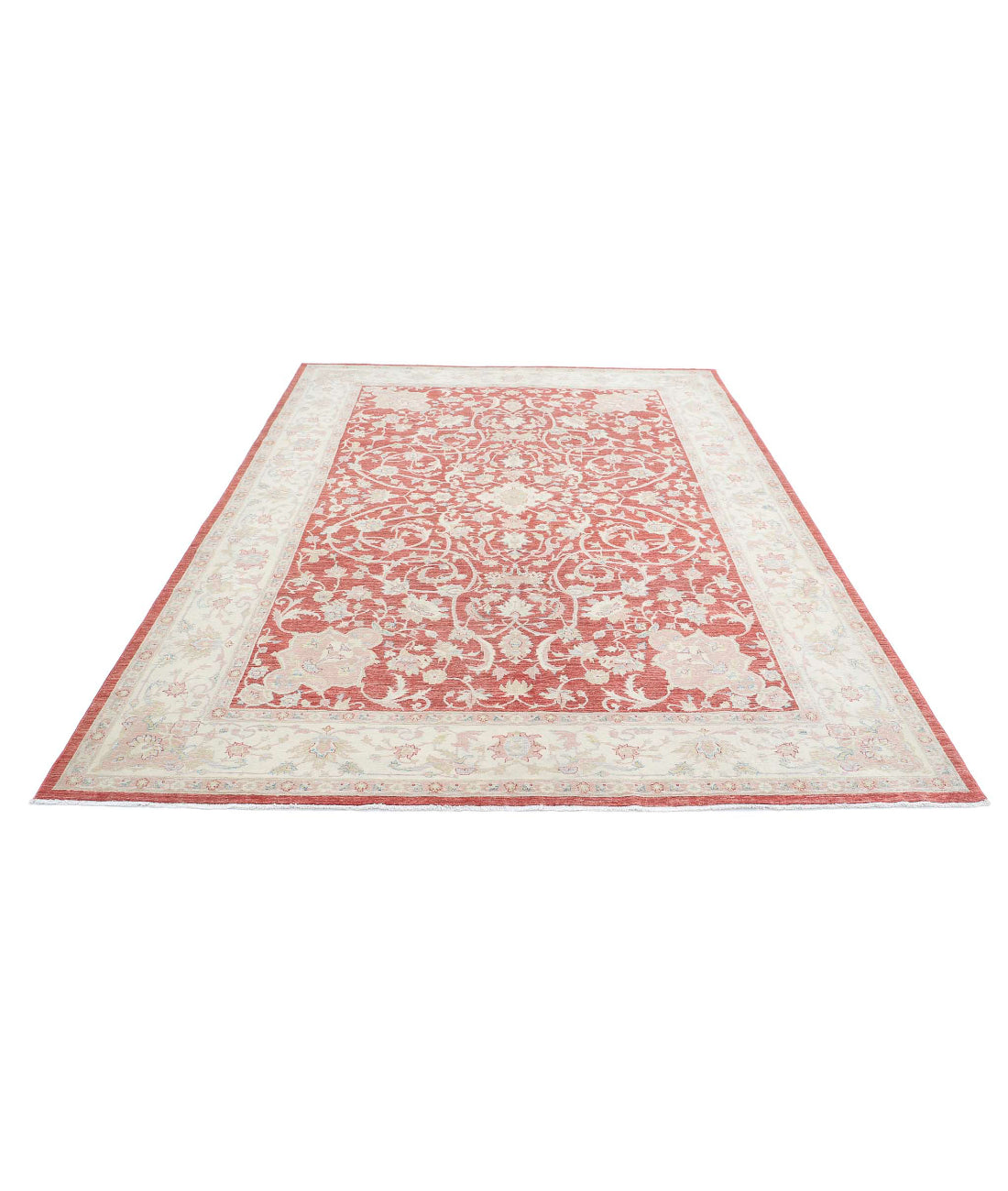 Ariana 6'10'' X 10'1'' Hand-Knotted Wool Rug 6'10'' x 10'1'' (205 X 303) / Red / Ivory