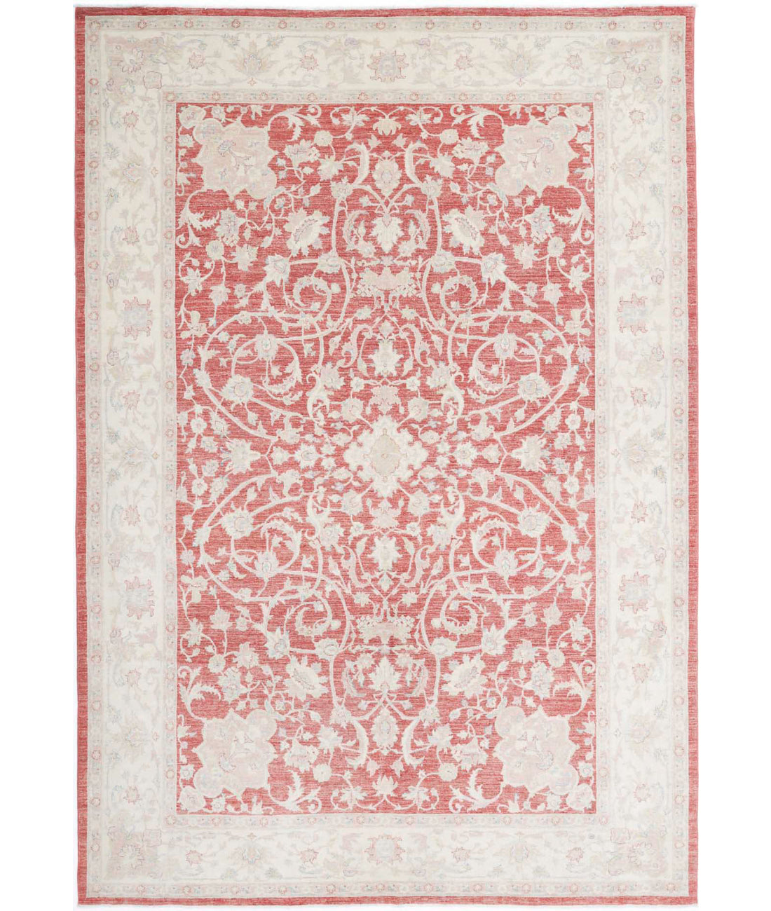 Ariana 6'10'' X 10'1'' Hand-Knotted Wool Rug 6'10'' x 10'1'' (205 X 303) / Red / Ivory
