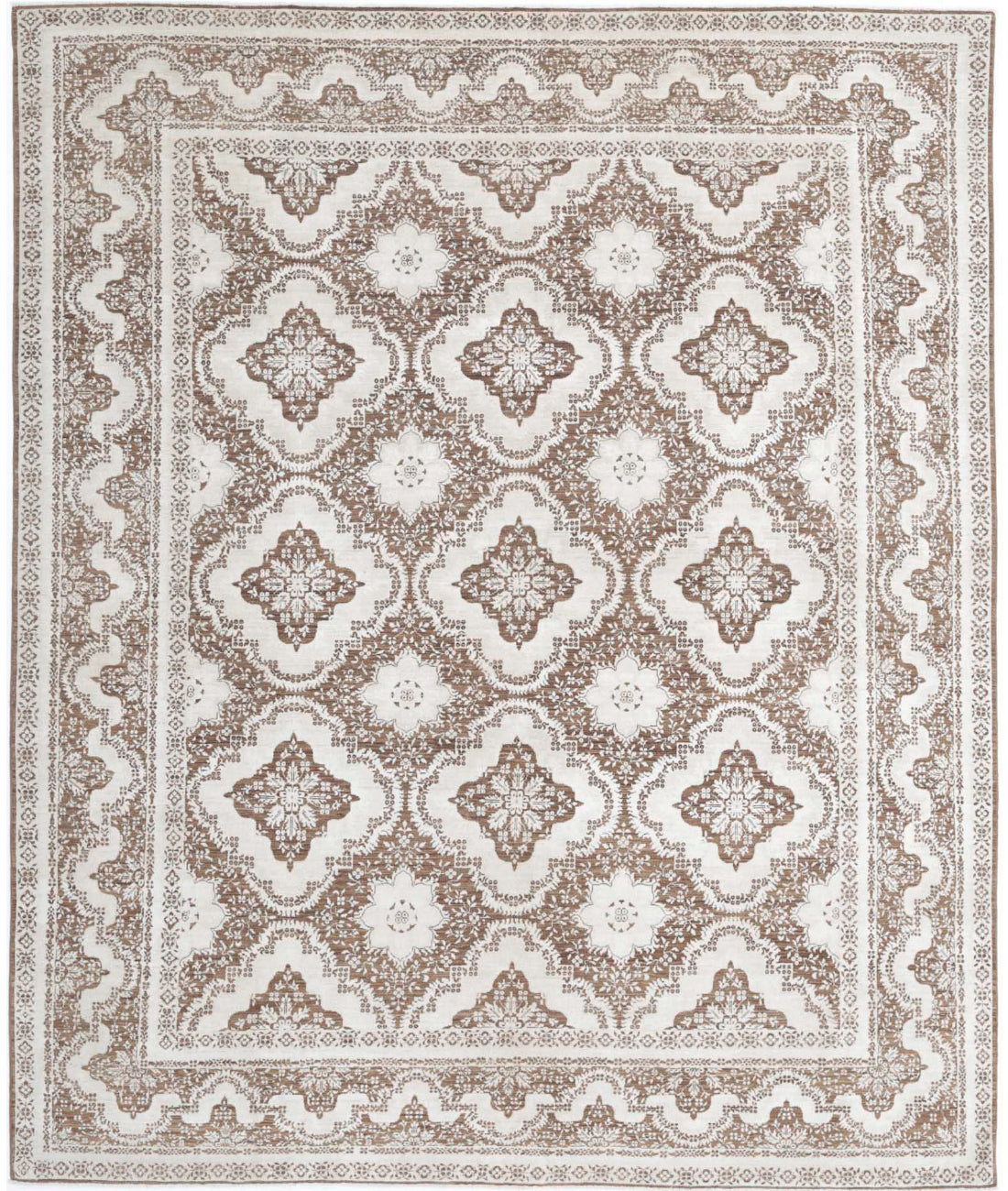 Ariana 8'1'' X 9'7'' Hand-Knotted Wool Rug 8'1'' x 9'7'' (243 X 288) / Brown / Ivory