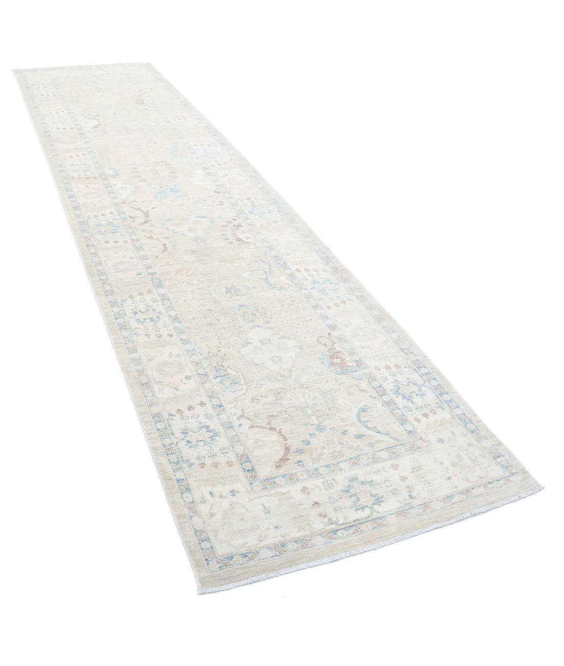Ariana 3'2'' X 12'10'' Hand-Knotted Wool-Silk Rug 3'2'' x 12'10'' (95 X 385) / Beige / Ivory
