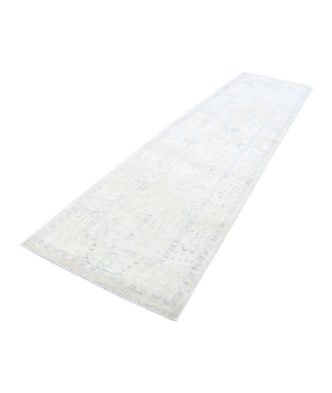 Ariana 3'2'' X 12'10'' Hand-Knotted Wool-Silk Rug 3'2'' x 12'10'' (95 X 385) / Beige / Ivory