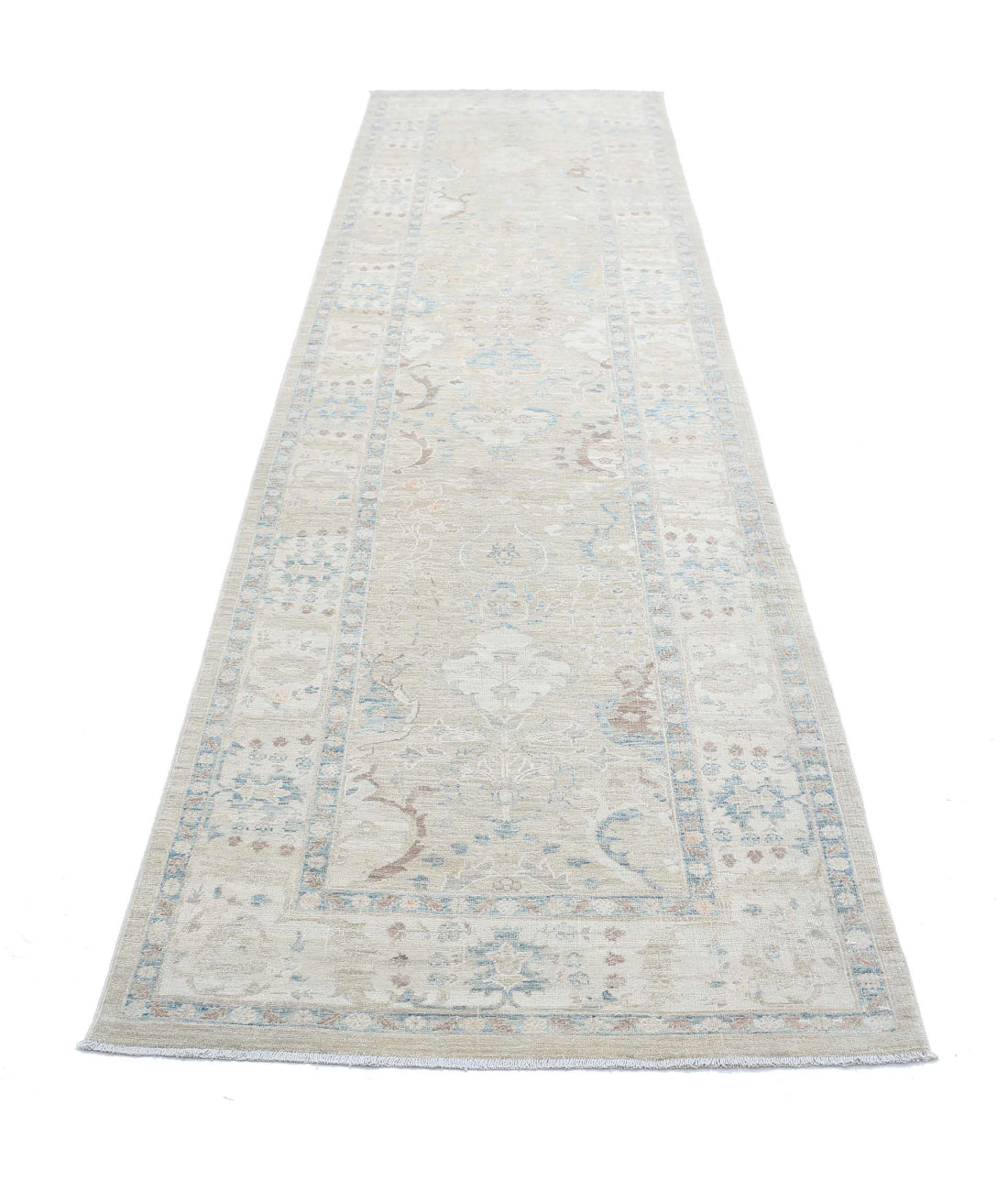 Ariana 3'2'' X 12'10'' Hand-Knotted Wool-Silk Rug 3'2'' x 12'10'' (95 X 385) / Beige / Ivory