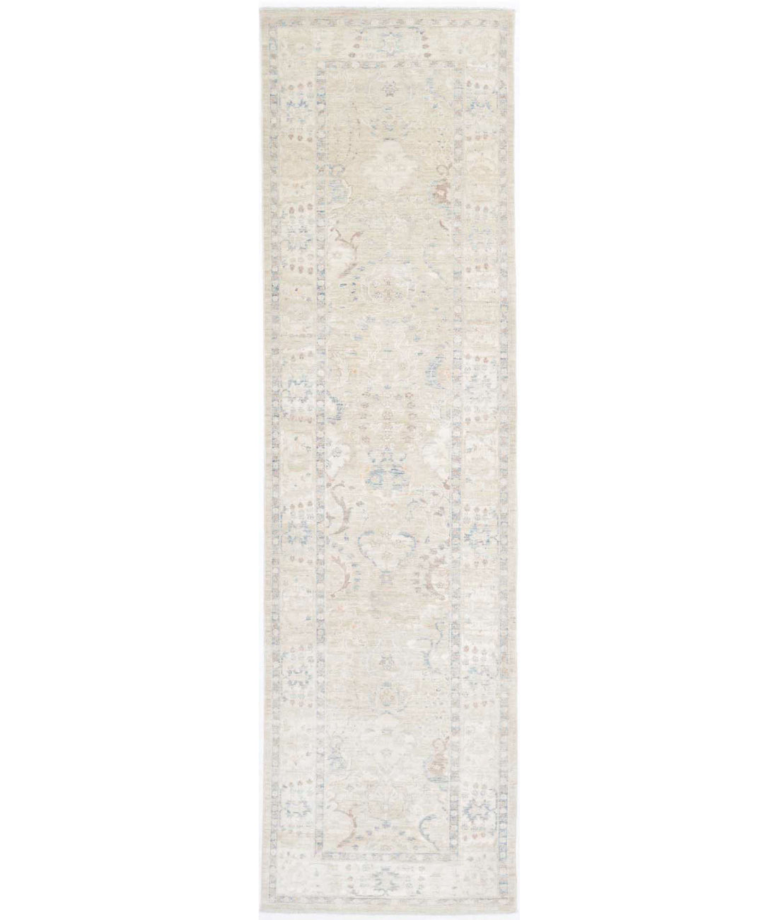 Ariana 3'2'' X 12'10'' Hand-Knotted Wool-Silk Rug 3'2'' x 12'10'' (95 X 385) / Beige / Ivory
