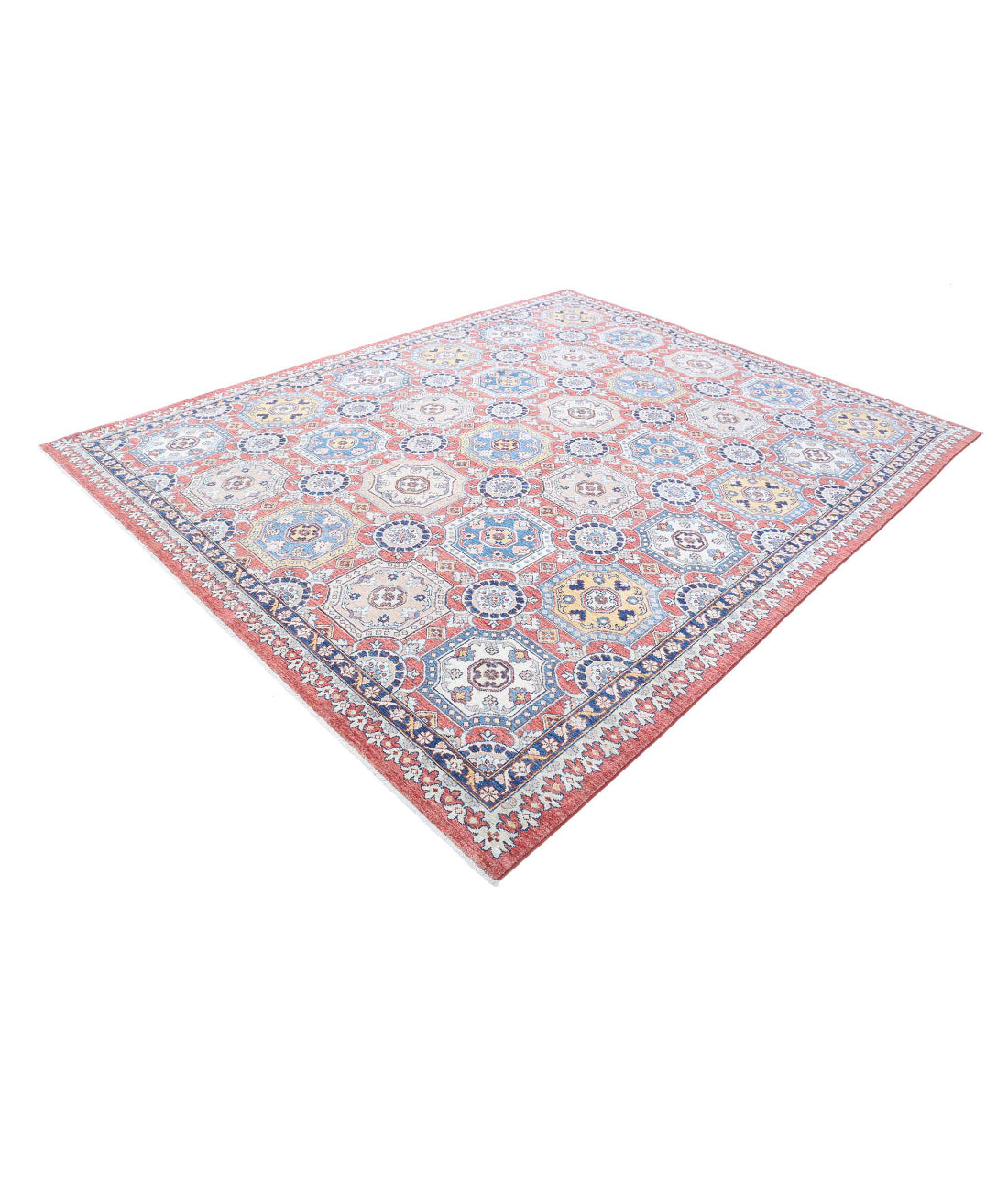 Artemix 8'0'' X 10'0'' Hand-Knotted Wool Rug 8'0'' x 10'0'' (240 X 300) / Red / Blue