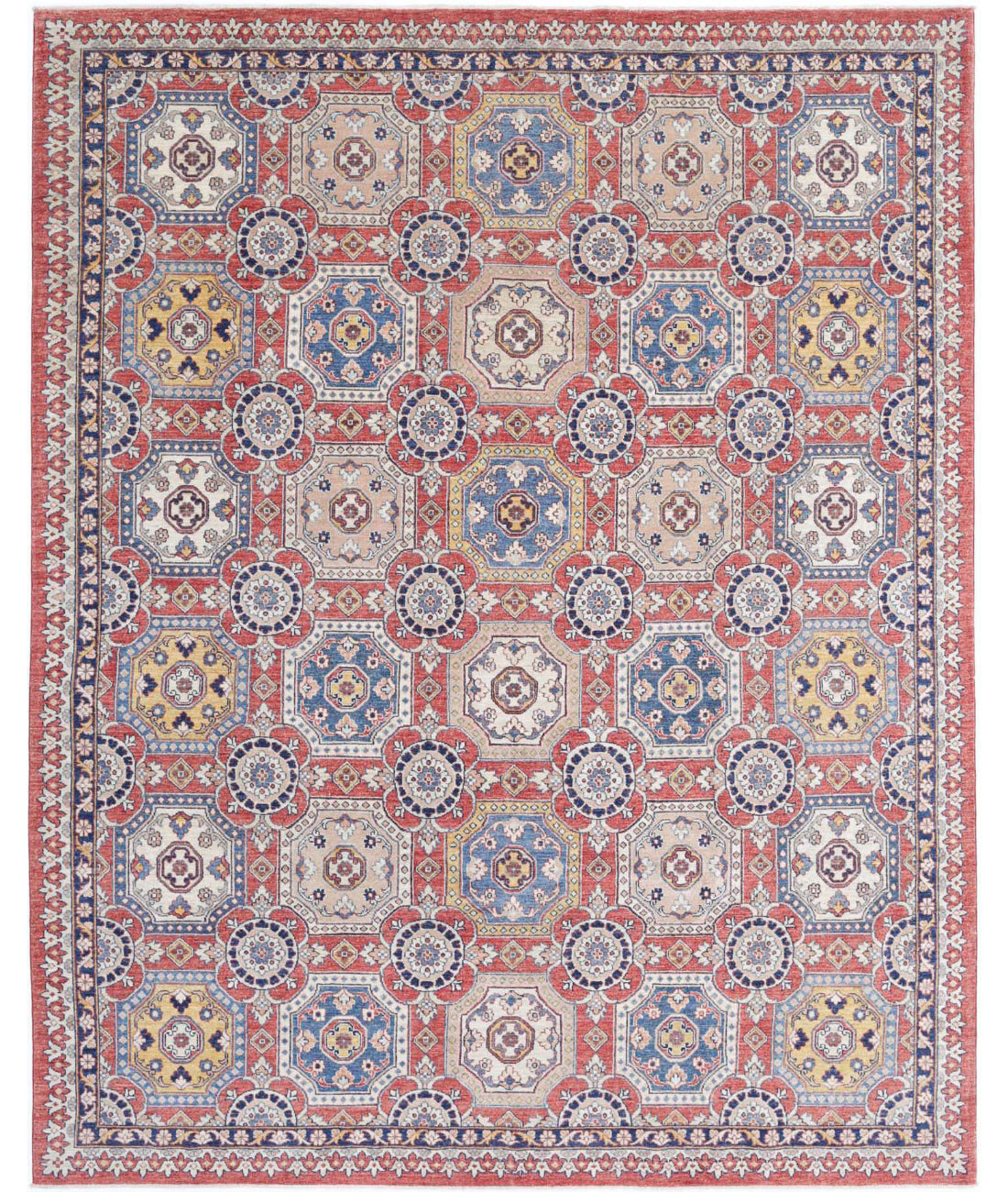 Artemix 8'0'' X 10'0'' Hand-Knotted Wool Rug 8'0'' x 10'0'' (240 X 300) / Red / Blue