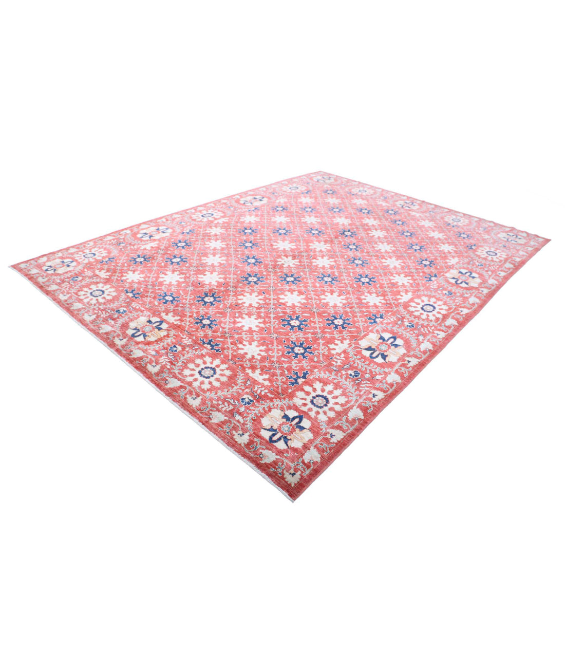 Artemix 8'5'' X 11'5'' Hand-Knotted Wool Rug 8'5'' x 11'5'' (253 X 343) / Red / Blue