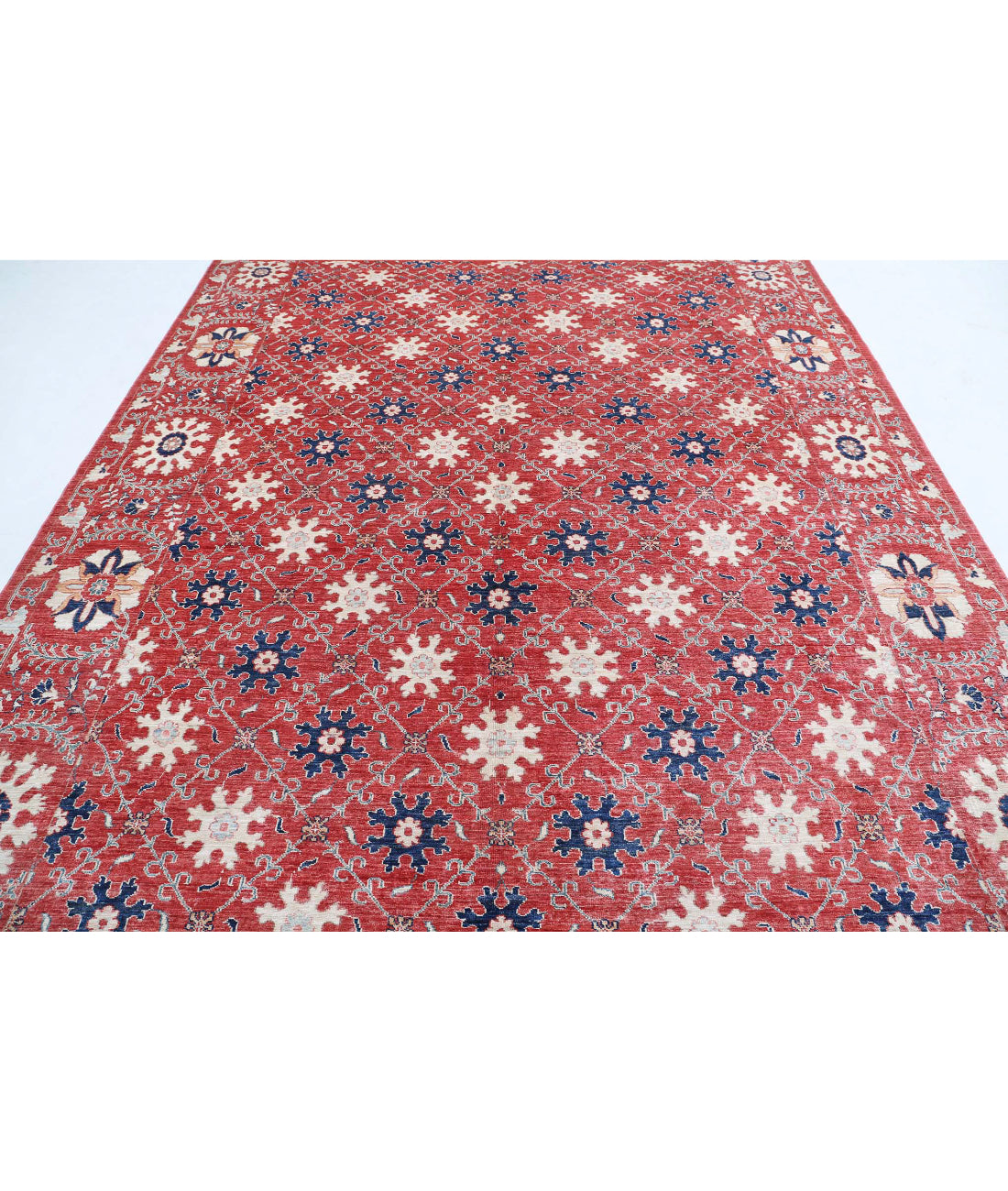 Artemix 8'5'' X 11'5'' Hand-Knotted Wool Rug 8'5'' x 11'5'' (253 X 343) / Red / Blue