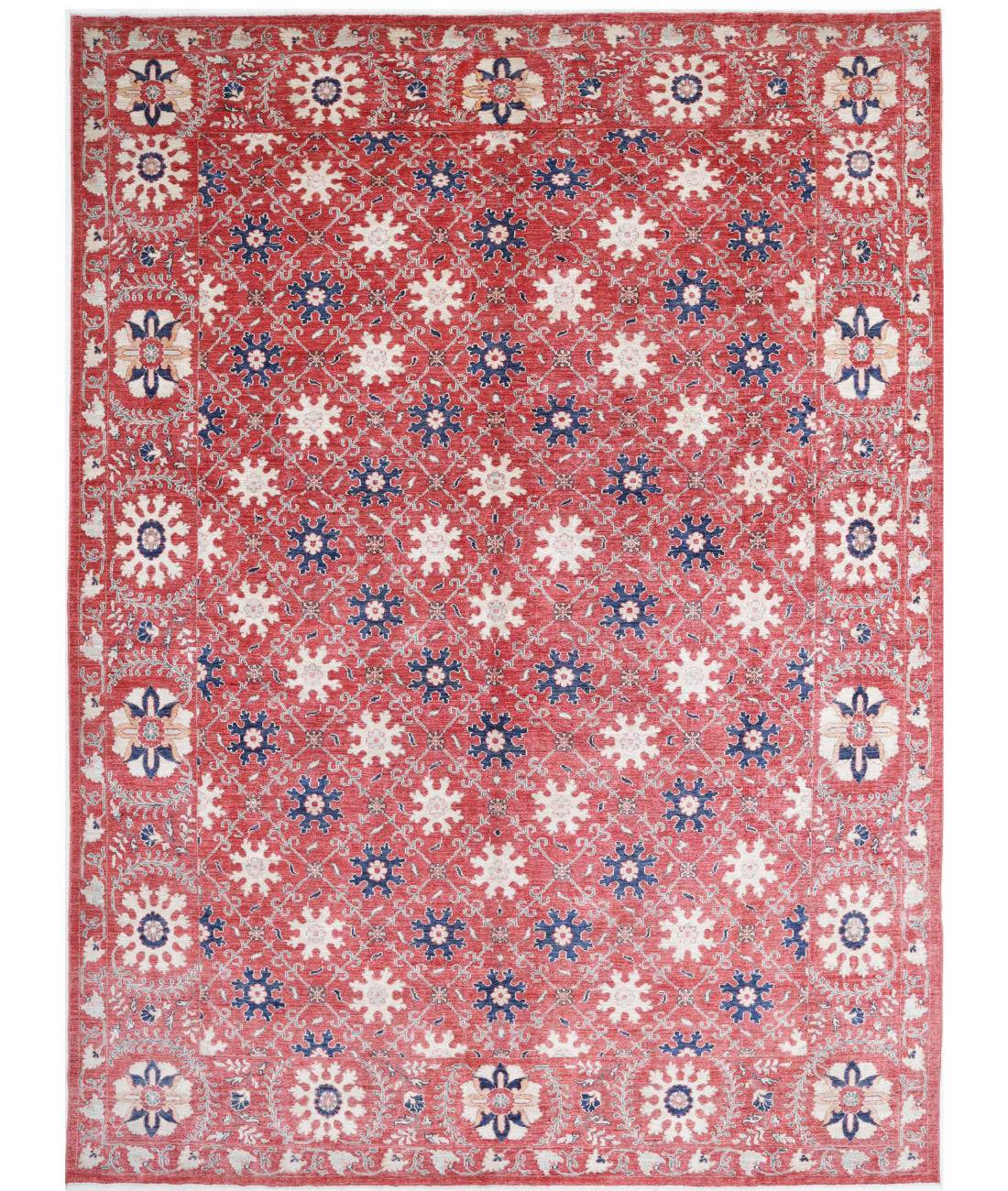 Artemix 8'5'' X 11'5'' Hand-Knotted Wool Rug 8'5'' x 11'5'' (253 X 343) / Red / Blue