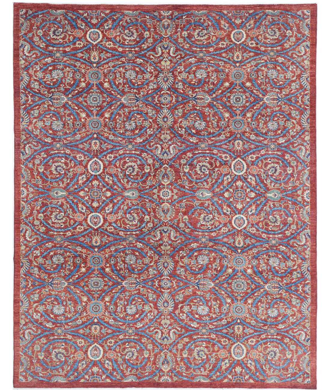 Artemix 9'1'' X 11'7'' Hand-Knotted Wool Rug 9'1'' x 11'7'' (273 X 348) / Red / Blue