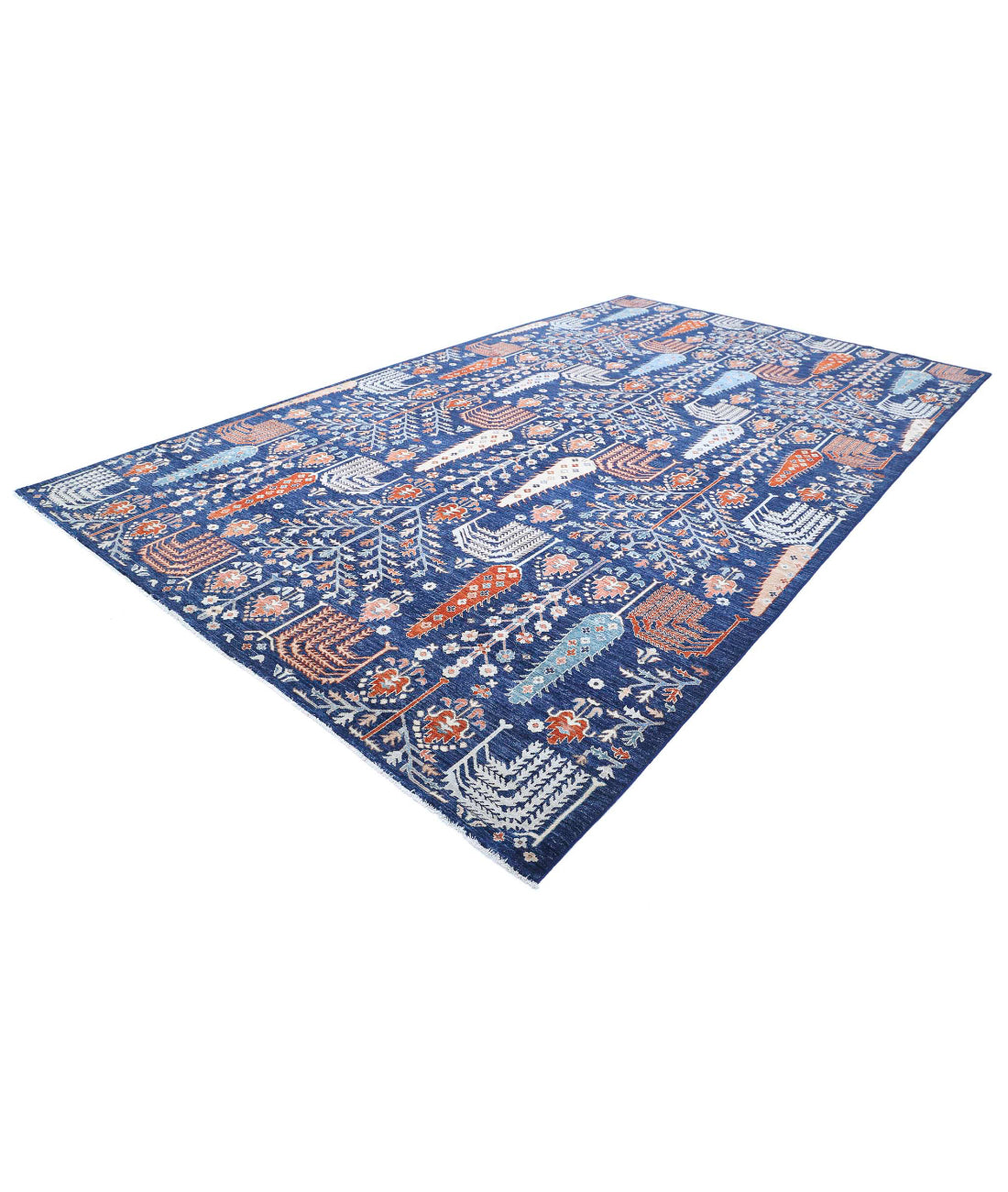 Artemix 9'1'' X 15'8'' Hand-Knotted Wool Rug 9'1'' x 15'8'' (273 X 470) / Blue / Rust