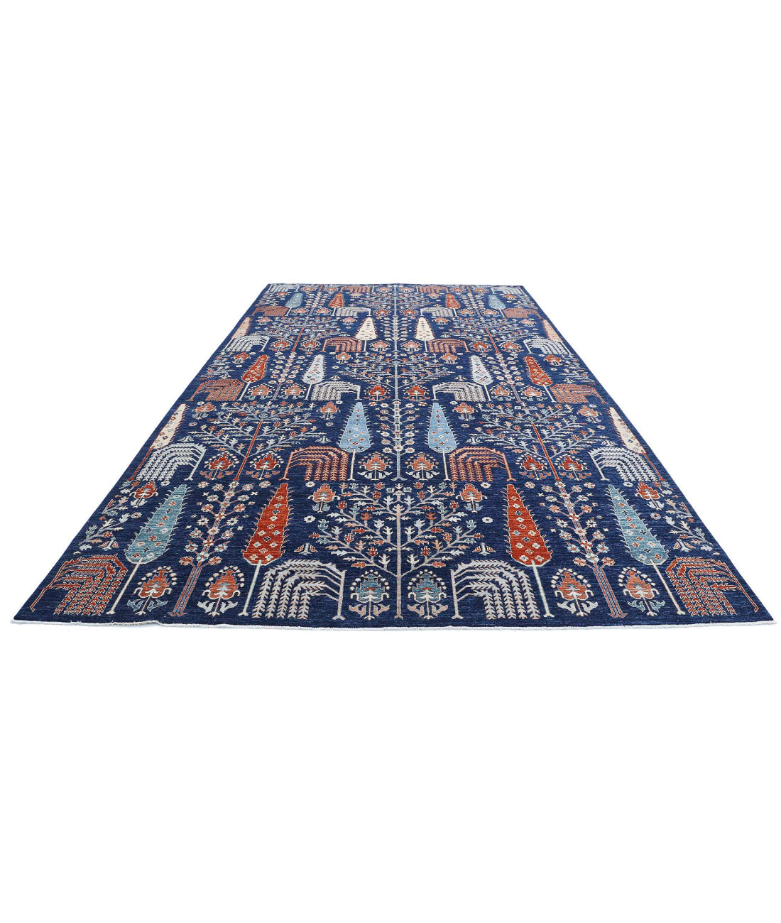 Artemix 9'1'' X 15'8'' Hand-Knotted Wool Rug 9'1'' x 15'8'' (273 X 470) / Blue / Rust