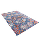 Artemix 5'9'' X 8'11'' Hand-Knotted Wool Rug 5'9'' x 8'11'' (173 X 268) / Blue / Pink