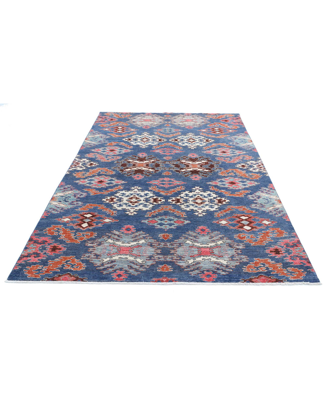 Artemix 5'9'' X 8'11'' Hand-Knotted Wool Rug 5'9'' x 8'11'' (173 X 268) / Blue / Pink