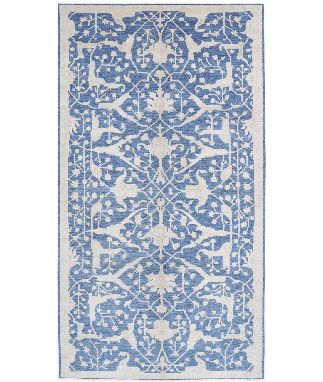 Artemix 4'11'' X 9'4'' Hand-Knotted Wool Rug 4'11'' x 9'4'' (148 X 280) / Blue / Ivory