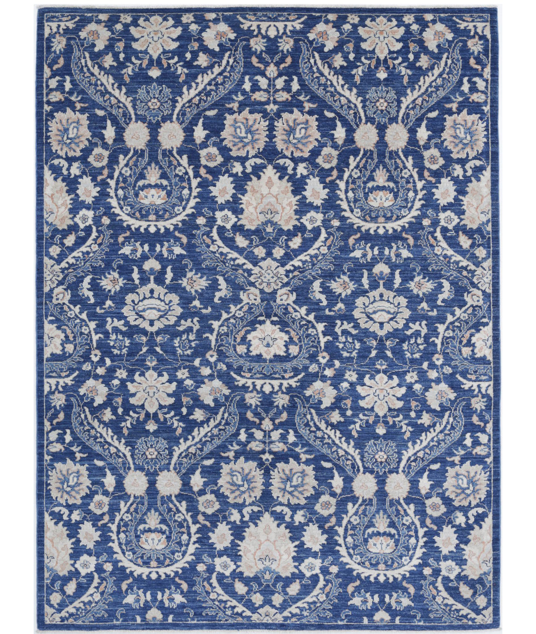 Artemix 5'7'' X 7'8'' Hand-Knotted Wool Rug 5'7'' x 7'8'' (168 X 230) / Blue / Ivory