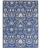 Artemix 5'7'' X 7'8'' Hand-Knotted Wool Rug 5'7'' x 7'8'' (168 X 230) / Blue / Ivory