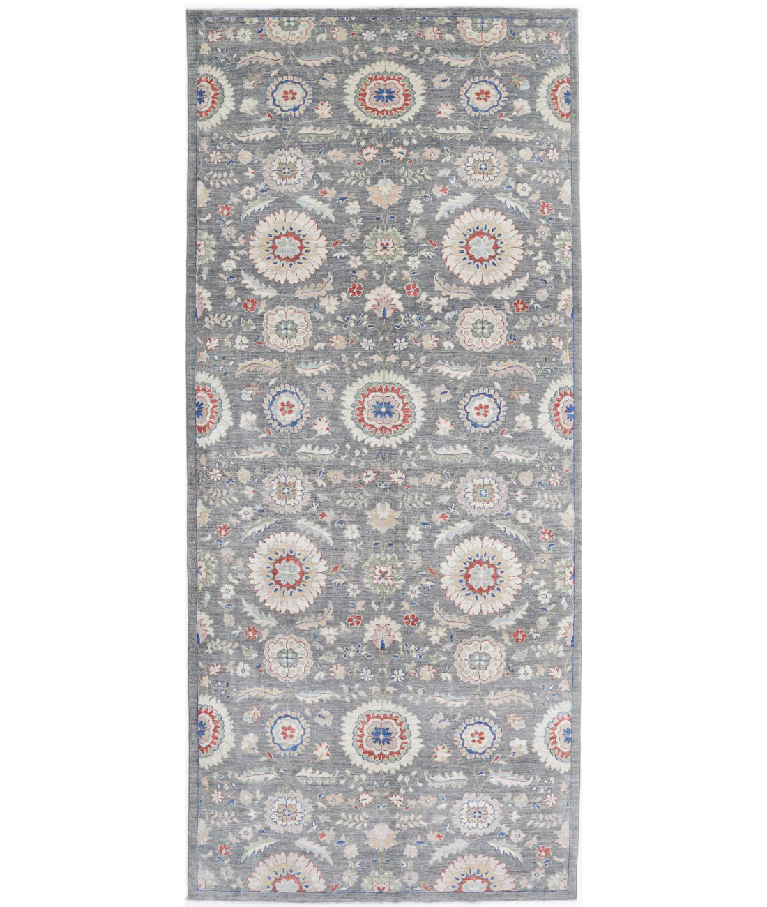 Artemix 5'0'' X 11'8'' Hand-Knotted Wool Rug 5'0'' x 11'8'' (150 X 350) / Grey / Ivory