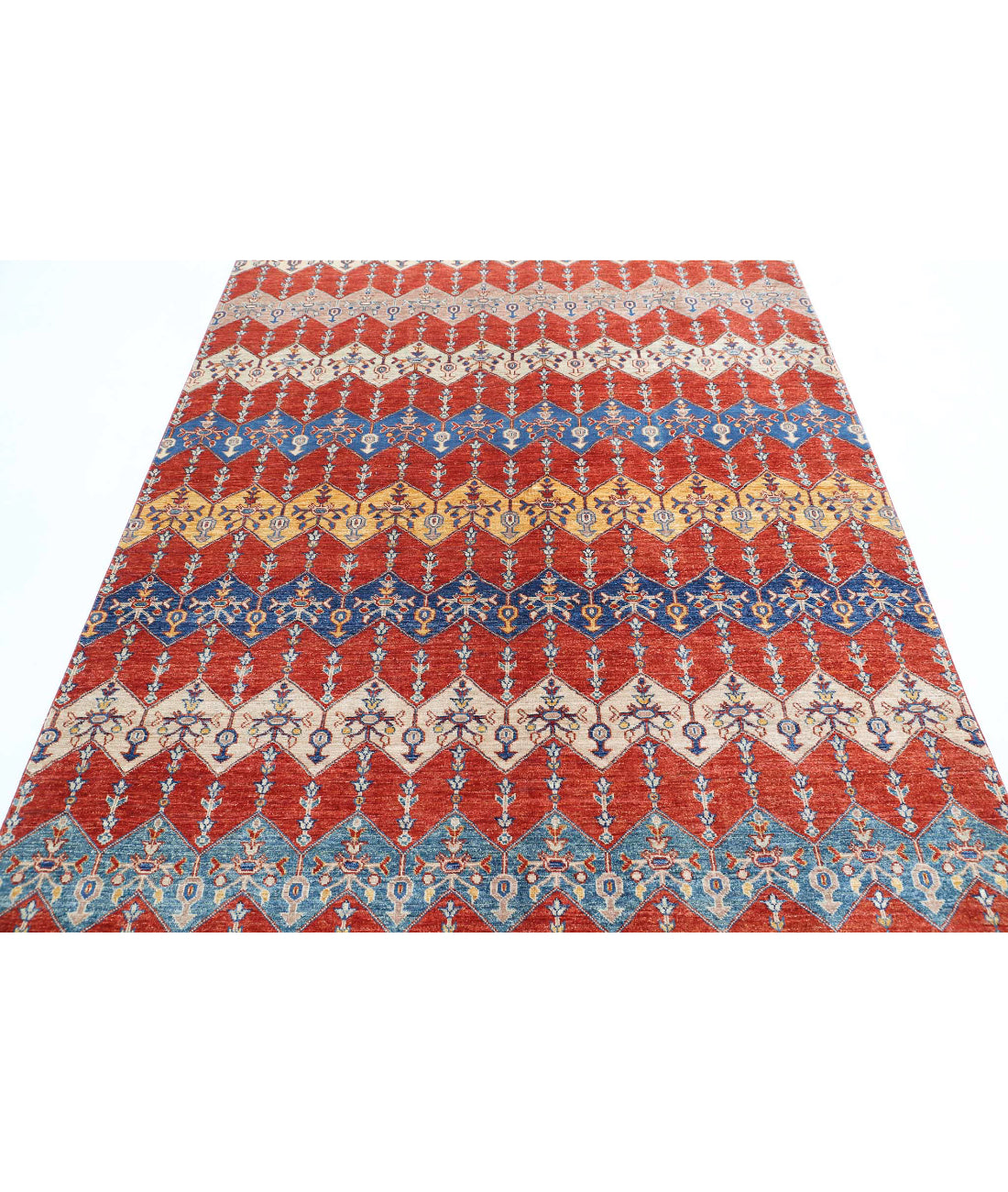 Artemix 5'6'' X 7'10'' Hand-Knotted Wool Rug 5'6'' x 7'10'' (165 X 235) / Red / Multi