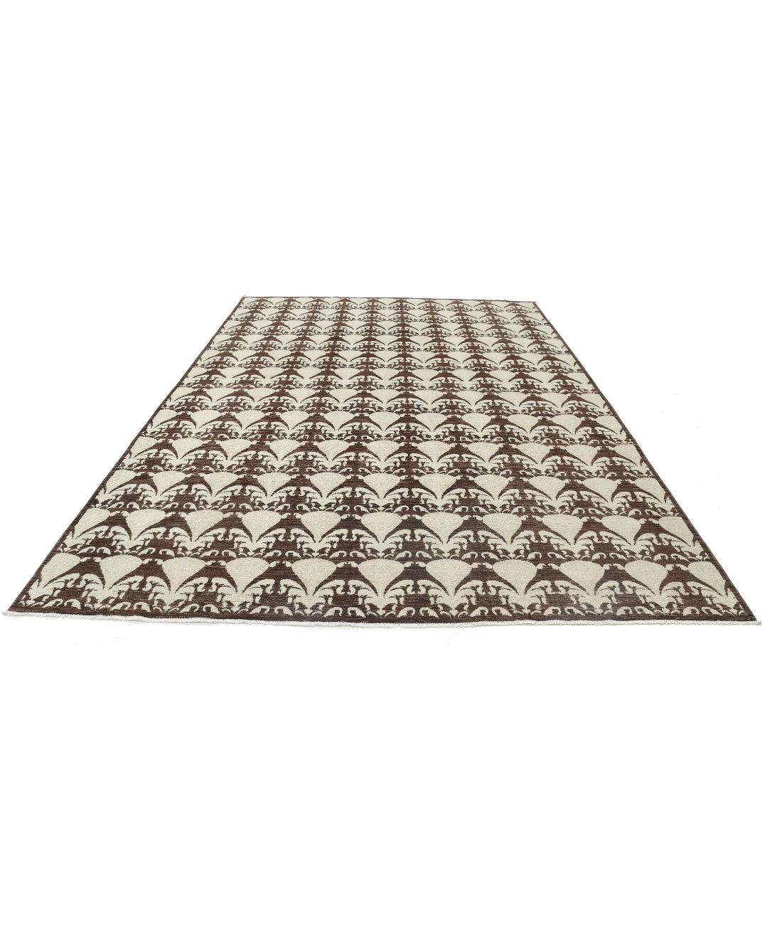 Artemix 8'8'' X 12'2'' Hand-Knotted Wool Rug 8'8'' x 12'2'' (260 X 365) / Brown / Ivory