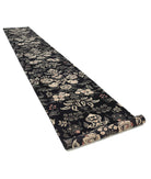 Artemix 3'6'' X 22'9'' Hand-Knotted Wool Rug 3'6'' x 22'9'' (105 X 683) / Black / Ivory