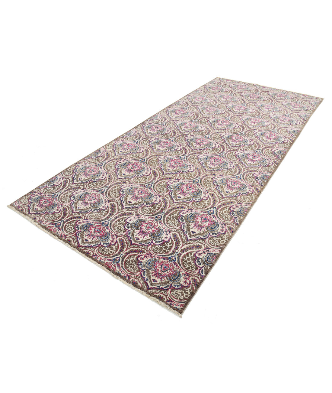 Artemix 5'2'' X 11'4'' Hand-Knotted Wool Rug 5'2'' x 11'4'' (155 X 340) / Brown / Pink