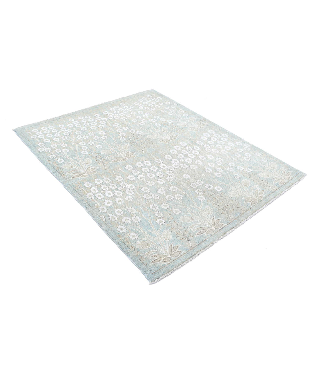 Ariana 4'10'' X 5'10'' Hand-Knotted Wool Rug 4'10'' x 5'10'' (145 X 175) / Green / N/A