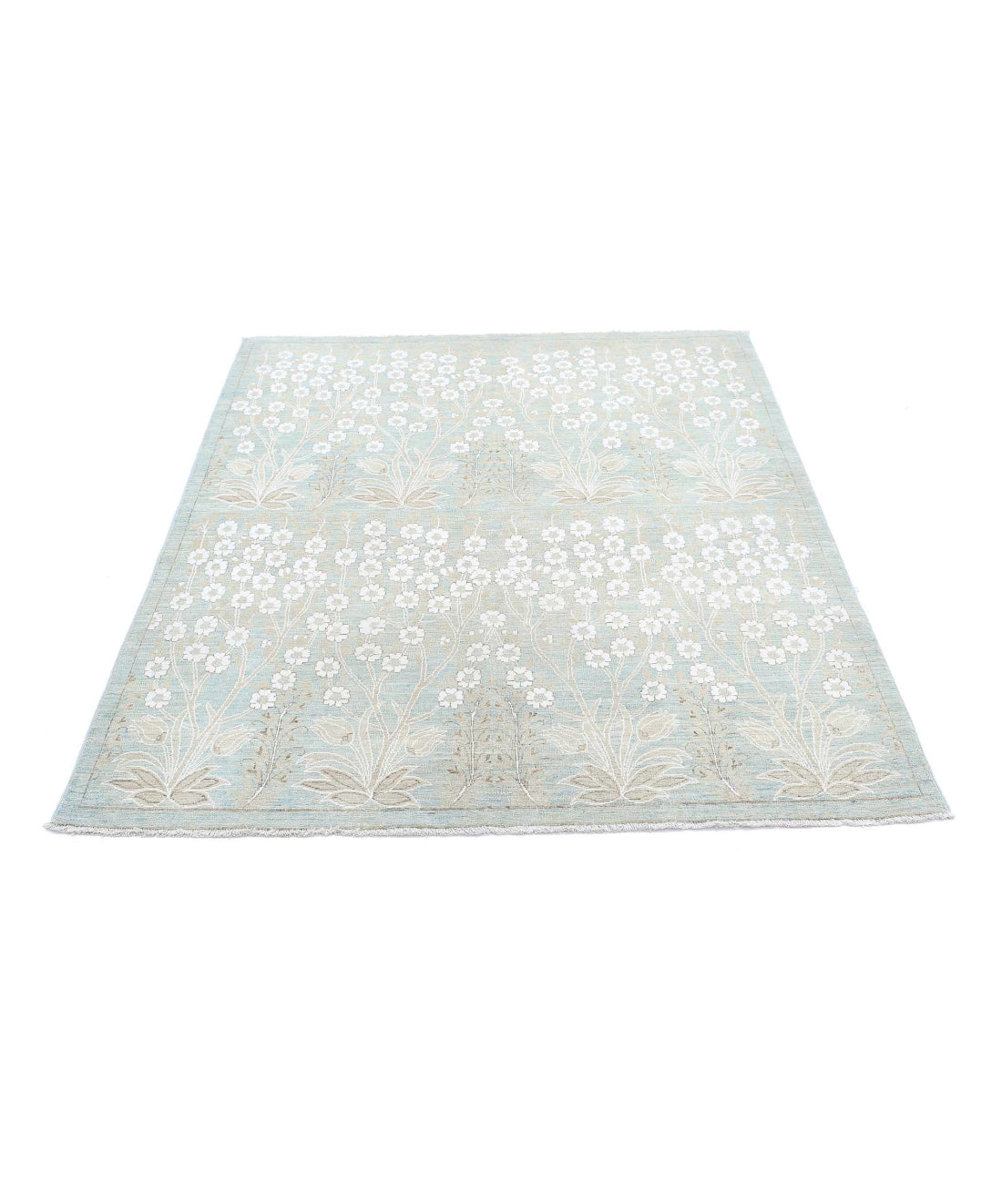 Ariana 4'10'' X 5'10'' Hand-Knotted Wool Rug 4'10'' x 5'10'' (145 X 175) / Green / N/A