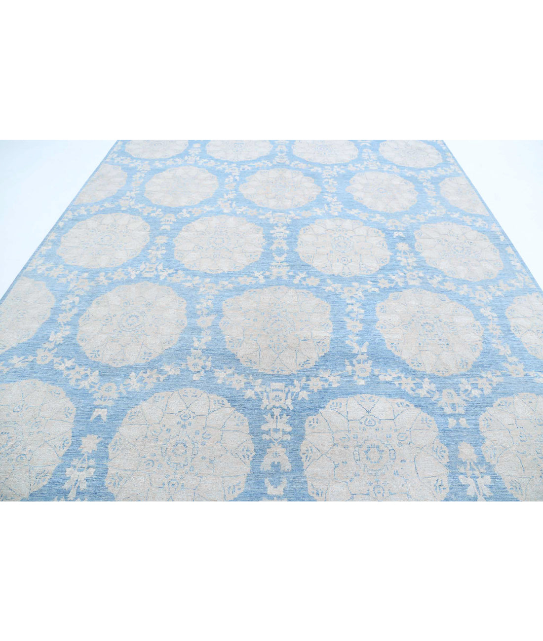 Artemix 9'2'' X 12'0'' Hand-Knotted Wool Rug 9'2'' x 12'0'' (275 X 360) / Blue / Ivory