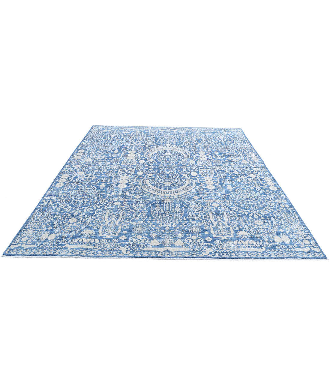 Ariana 8'0'' X 9'8'' Hand-Knotted Wool Rug 8'0'' x 9'8'' (240 X 290) / Blue / Ivory