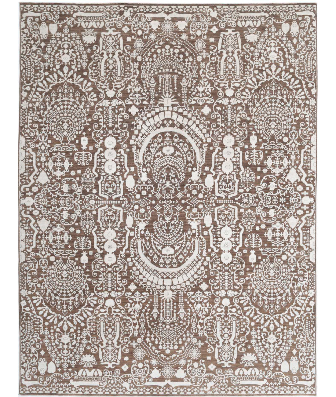 Artemix 9'9'' X 13'1'' Hand-Knotted Wool Rug 9'9'' x 13'1'' (293 X 393) / Brown / Ivory