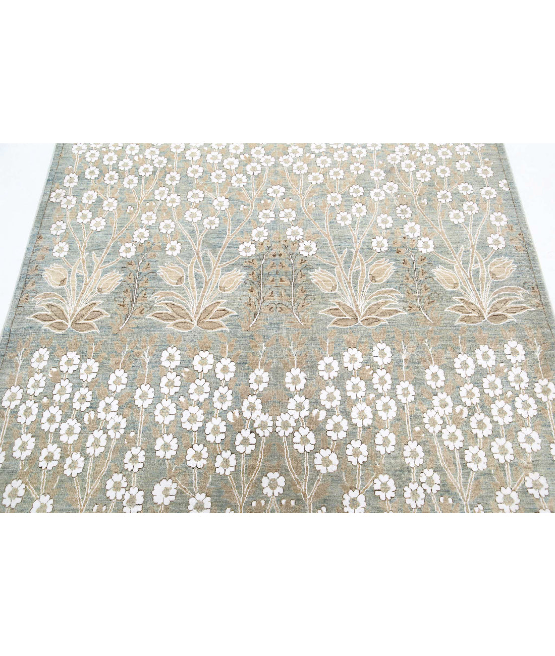 Artemix 4'9'' X 5'9'' Hand-Knotted Wool-Cotton Rug 4'9'' x 5'9'' (143 X 173) / Blue / White