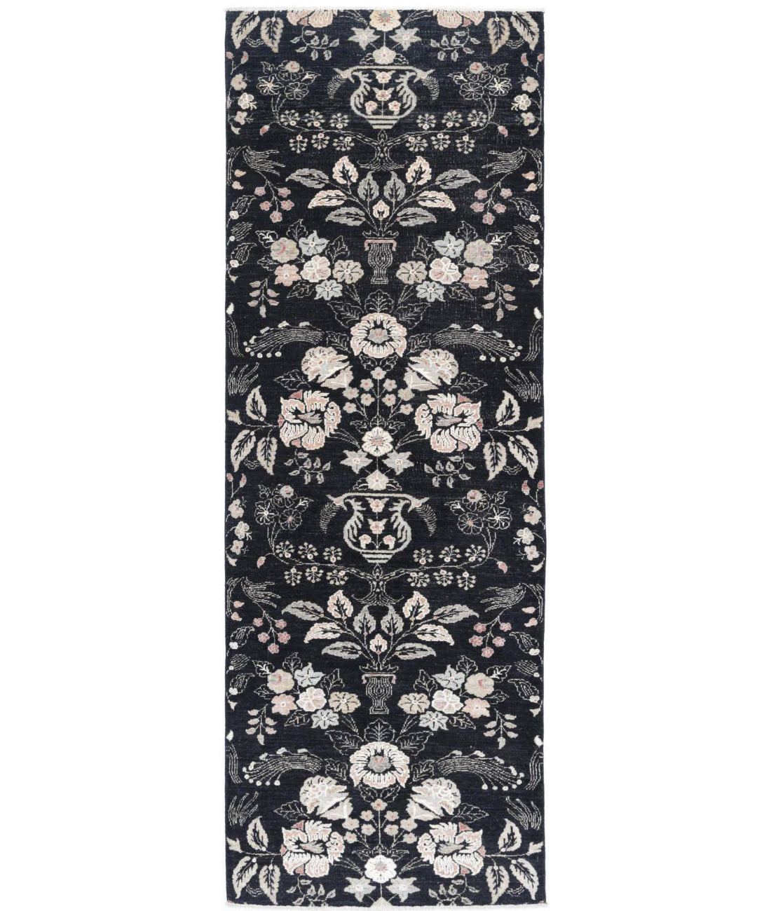 Artemix 2'11'' X 9'3'' Hand-Knotted Wool Rug 2'11'' x 9'3'' (88 X 278) / Black / Ivory