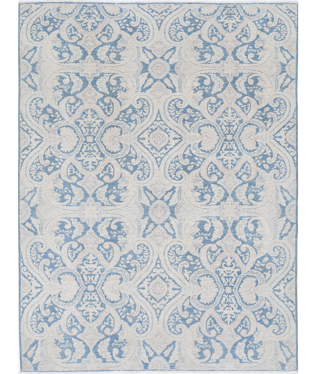 Artemix 6'0'' X 7'11'' Hand-Knotted Wool Rug 6'0'' x 7'11'' (180 X 238) / Blue / Ivory