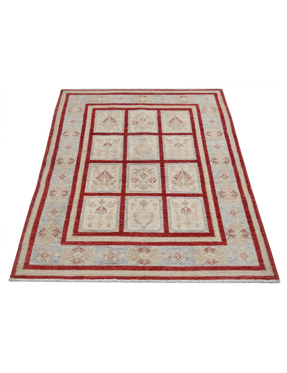 Bakhtiari 3' 4" X 4' 9" Hand-Knotted Wool Rug 3' 4" X 4' 9" (102 X 145) / Red / Blue