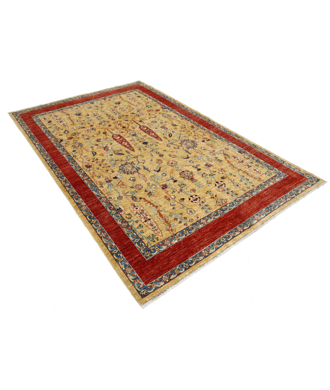 Bakshaish 5'6'' X 8'4'' Hand-Knotted Wool Rug 5'6'' x 8'4'' (165 X 250) / Gold / Red