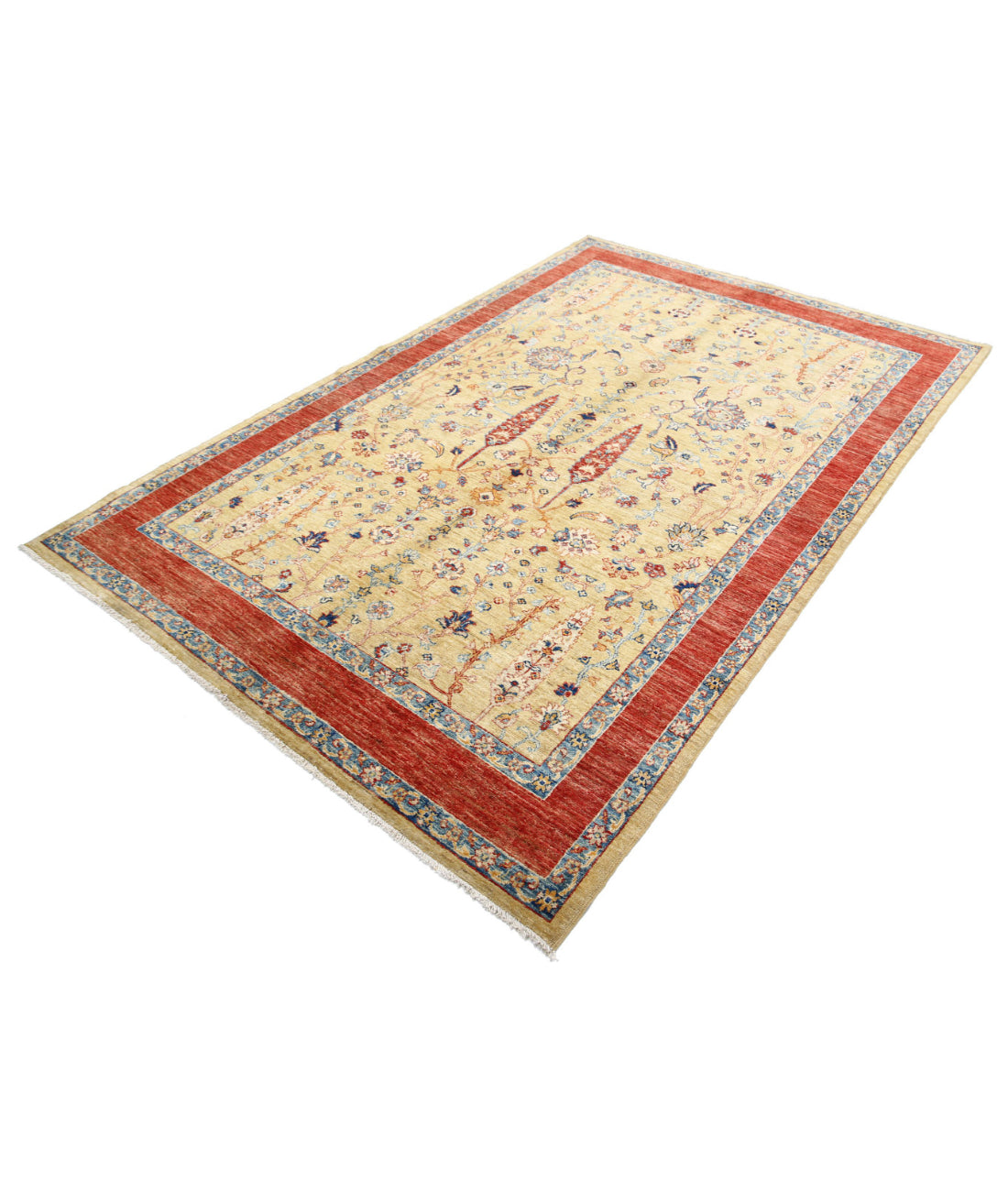Bakshaish 5'6'' X 8'4'' Hand-Knotted Wool Rug 5'6'' x 8'4'' (165 X 250) / Gold / Red