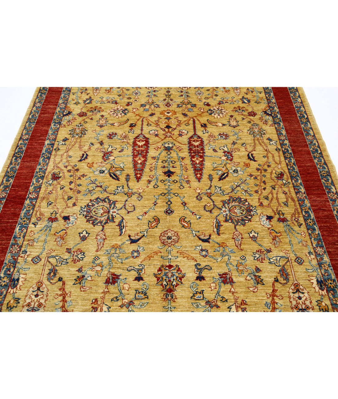 Bakshaish 5'6'' X 8'4'' Hand-Knotted Wool Rug 5'6'' x 8'4'' (165 X 250) / Gold / Red