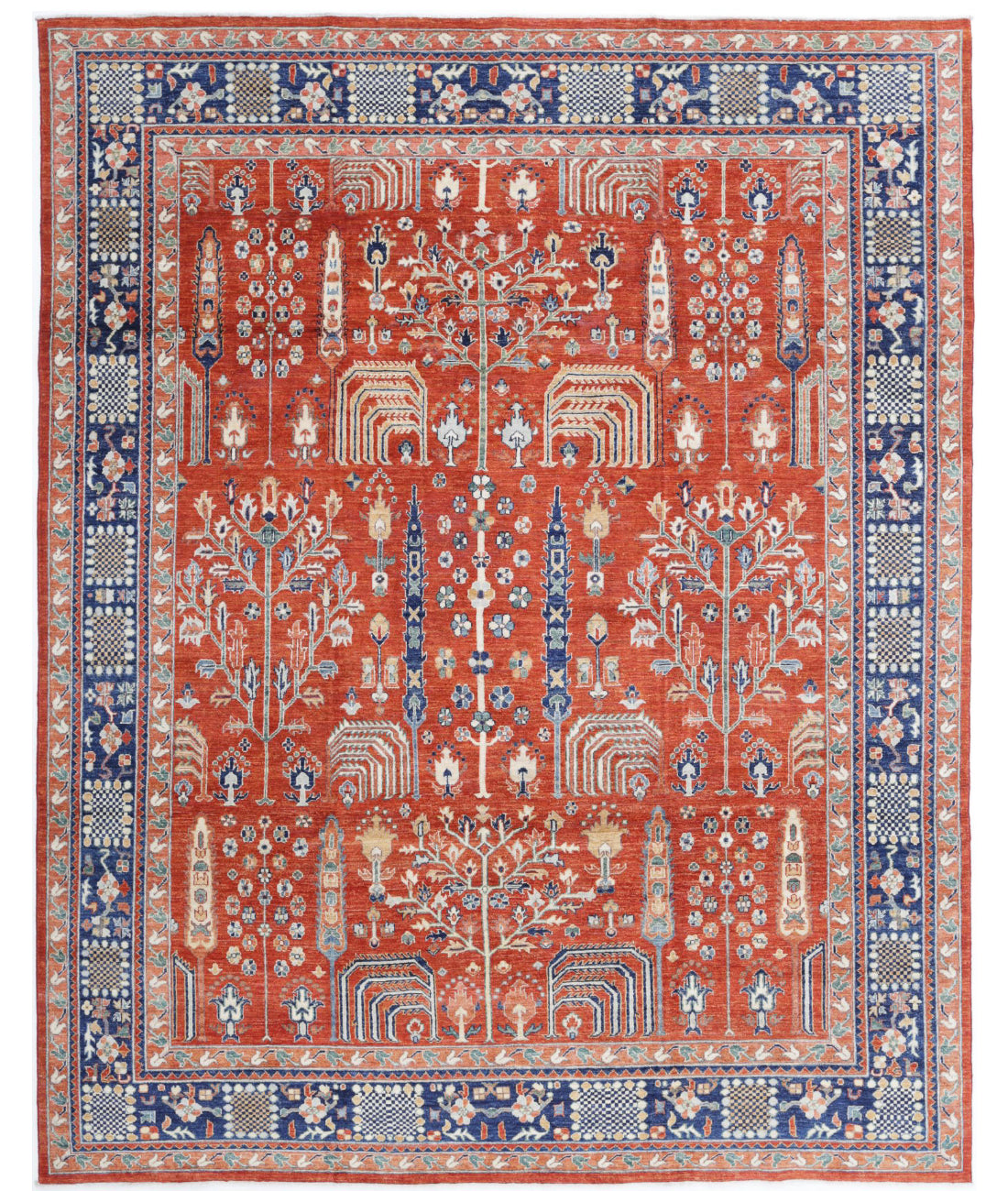 Bakshaish 7'9'' X 9'11'' Hand-Knotted Wool Rug 7'9'' x 9'11'' (233 X 298) / Rust / Blue