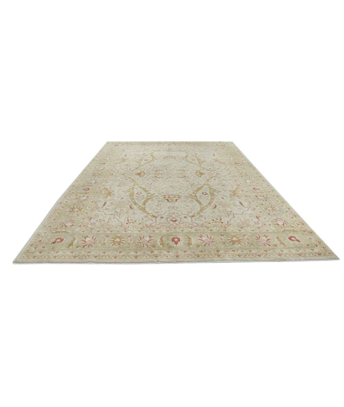 Ziegler 8'11'' X 12'1'' Hand-Knotted Wool Rug 8'11'' x 12'1'' (268 X 363) / Green / Ivory