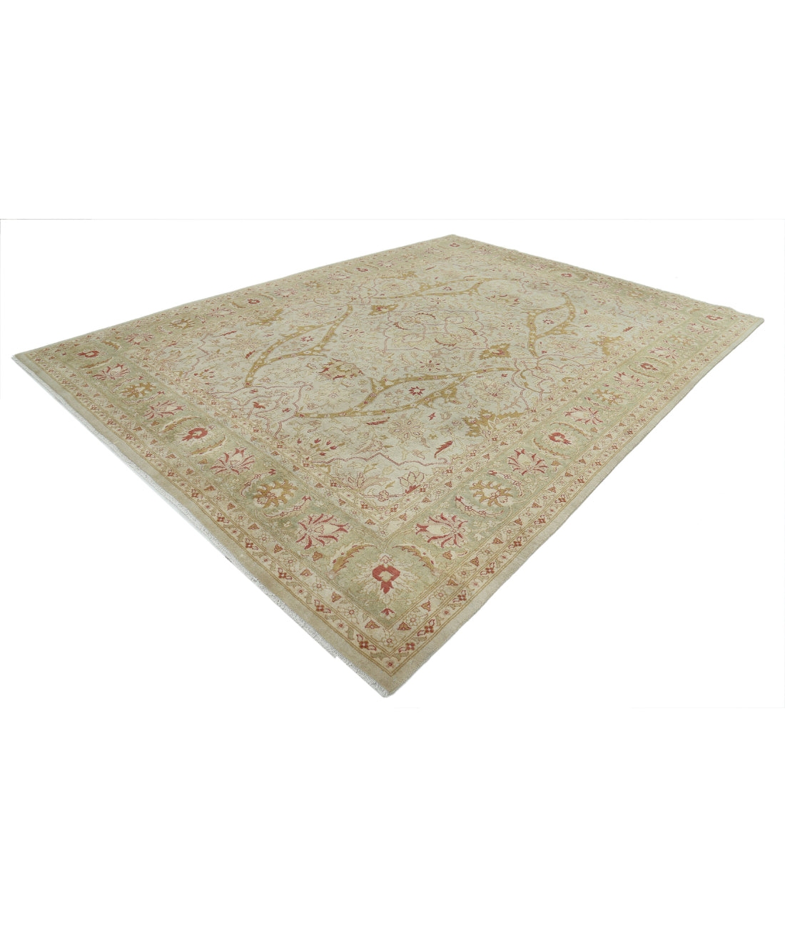 Ziegler 8'11'' X 12'1'' Hand-Knotted Wool Rug 8'11'' x 12'1'' (268 X 363) / Green / Ivory