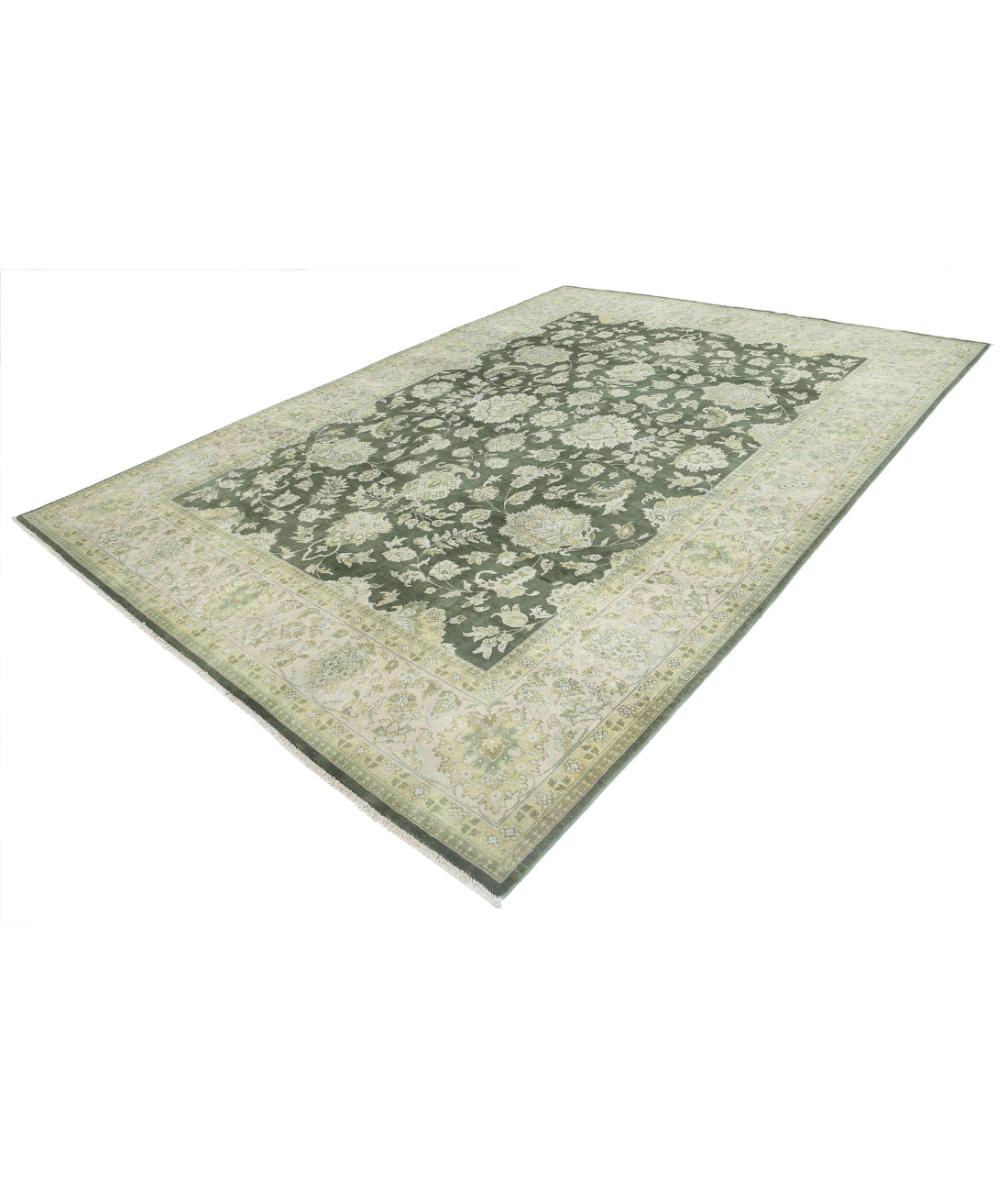 Ziegler 8'9'' X 12'3'' Hand-Knotted Wool Rug 8'9'' x 12'3'' (263 X 368) / Green / Ivory