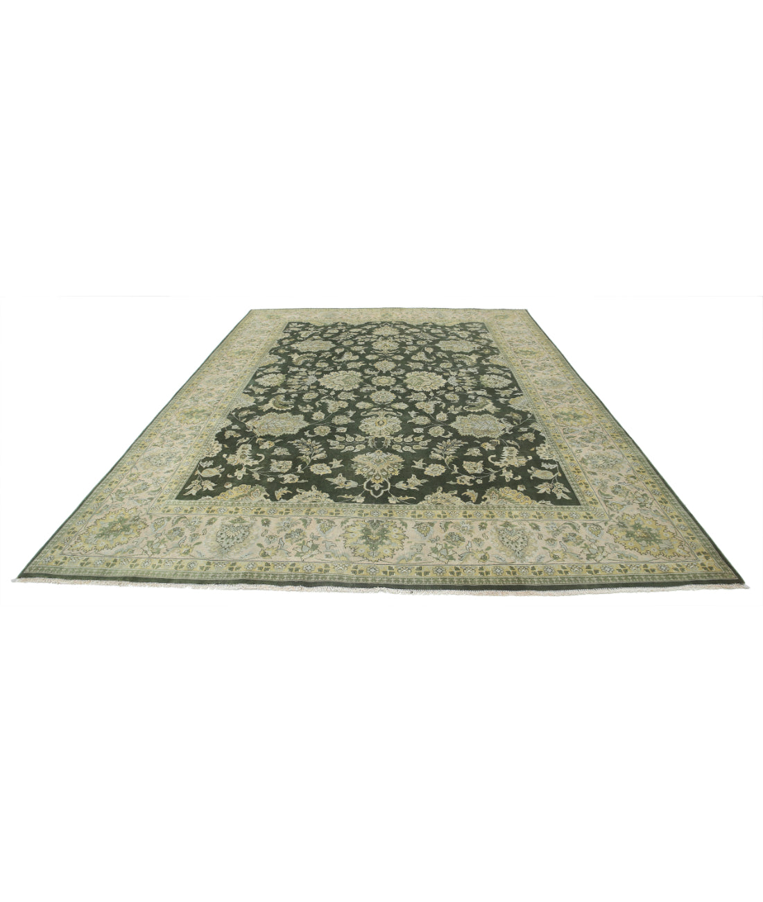 Ziegler 8'9'' X 12'3'' Hand-Knotted Wool Rug 8'9'' x 12'3'' (263 X 368) / Green / Ivory