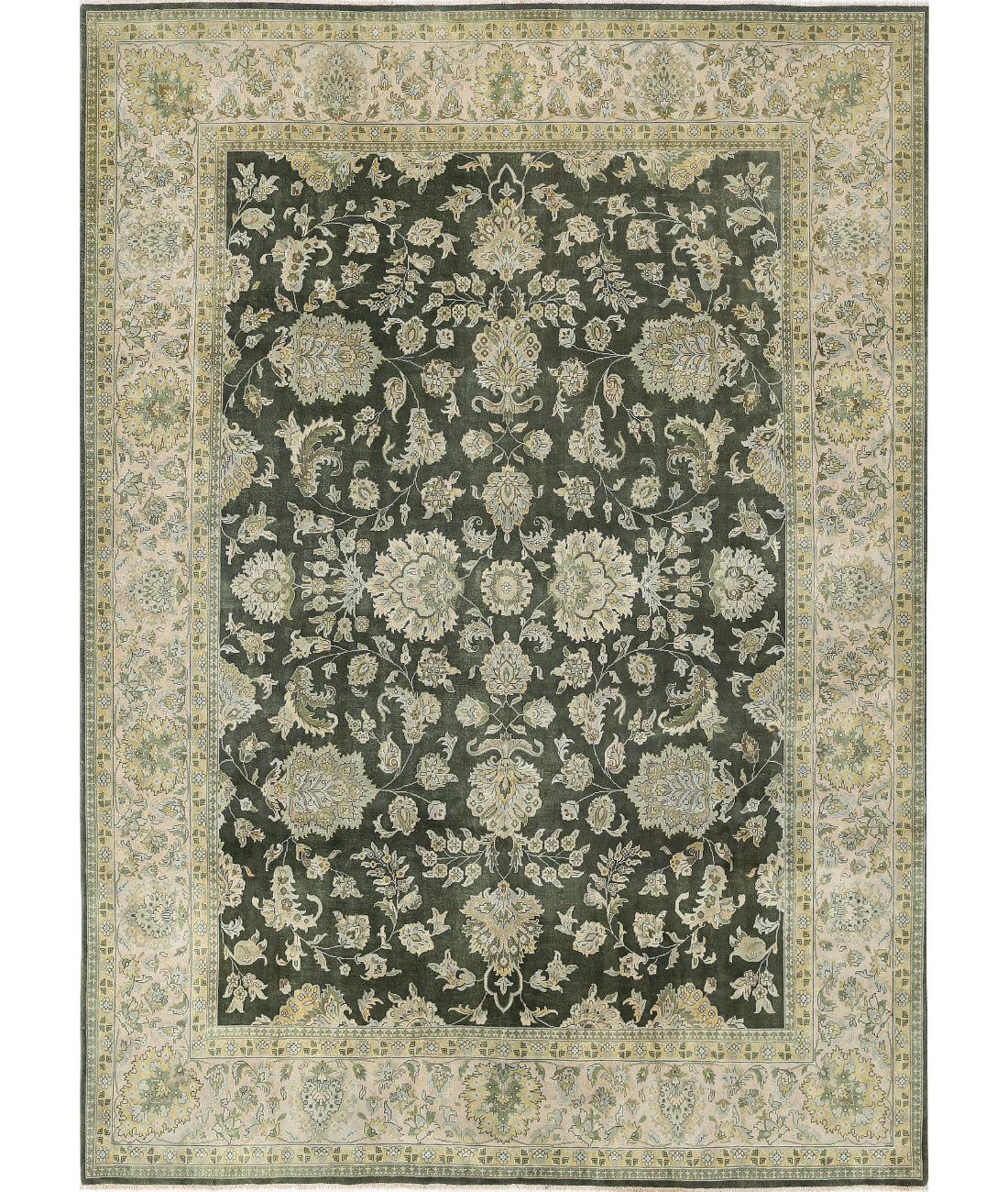 Ziegler 8'9'' X 12'3'' Hand-Knotted Wool Rug 8'9'' x 12'3'' (263 X 368) / Green / Ivory