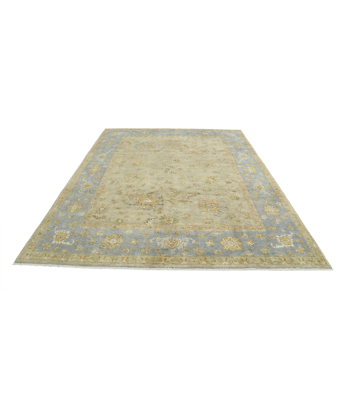 Ziegler 7'8'' X 9'8'' Hand-Knotted Wool Rug 7'8'' x 9'8'' (230 X 290) / Taupe / Blue